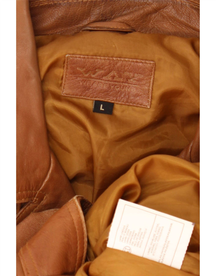 Vintage hombres cuero biker chaqueta Reino Unido 40 cuero marrón grande