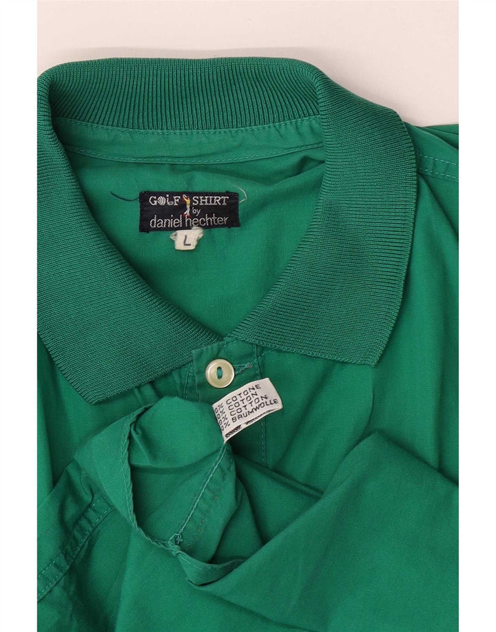Vintage hombres manga corta pullover camisa grande algodón verde