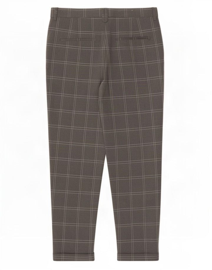 Zara Mens Slim Cropped Pantalones EU 38 Small W30 L25 Gris Cuadro Poliéster