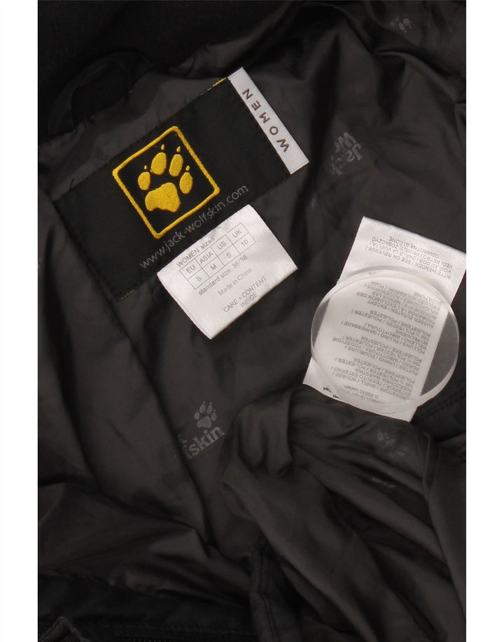 Jack Wolfskin Abrigo acolchado con capucha para mujer UK 10 Small Poliéster negro