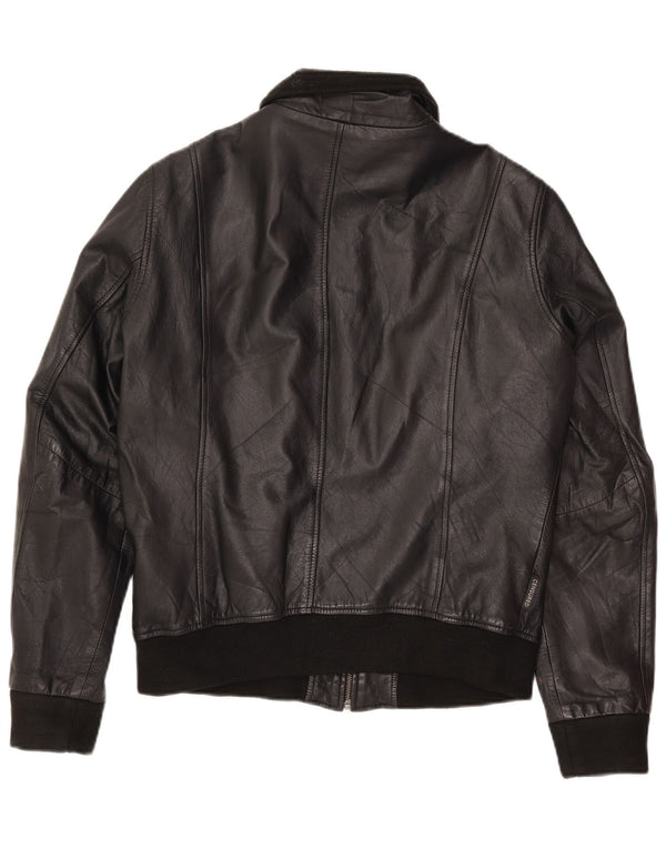 Chaqueta de cuero para mujer censurada Reino Unido 14 Cuero negro grande
