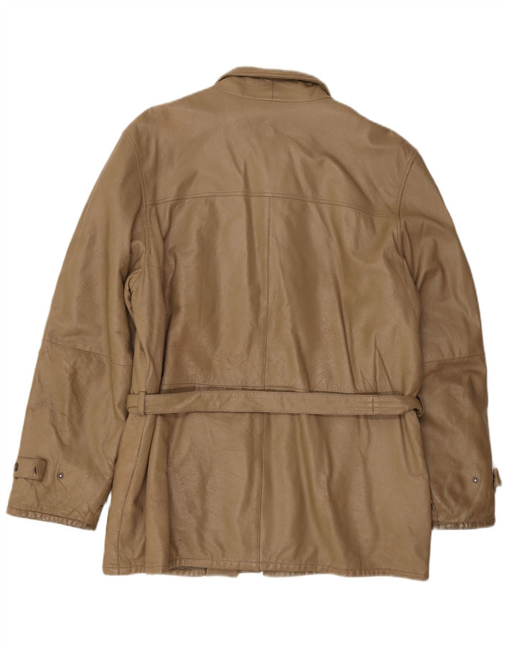 Chaqueta de cuero vintage para hombre IT 50 marrón grande