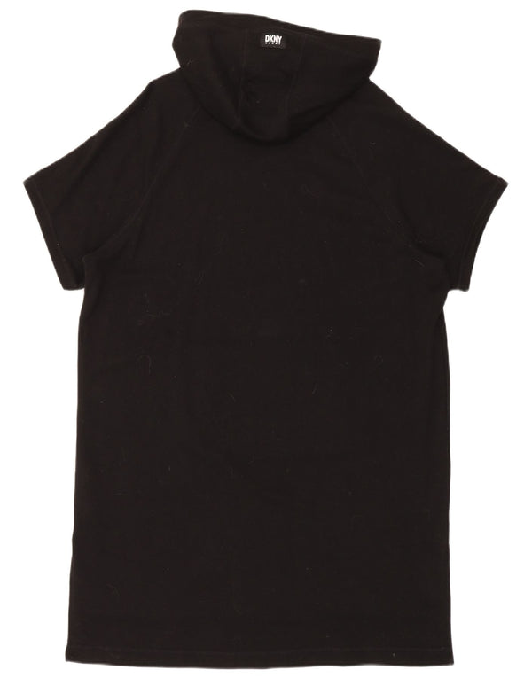 Dkny Vestidos con capucha de gran tamaño con gráfico para mujer UK 6 XS Algodón negro
