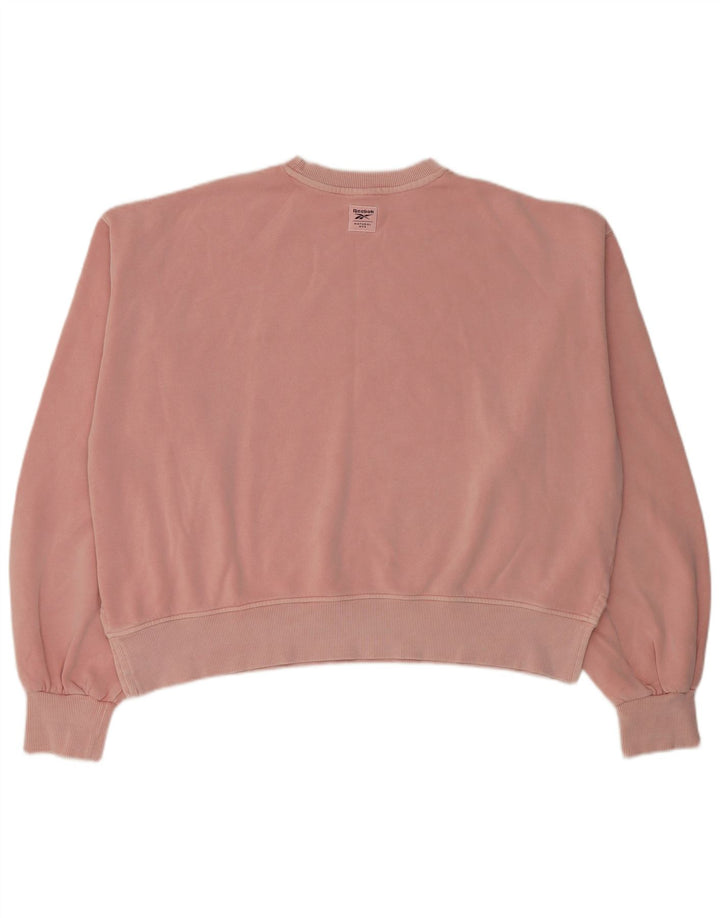 Reebok - Sudadera corta extragrande para mujer, talla 14, algodón rosa mediano