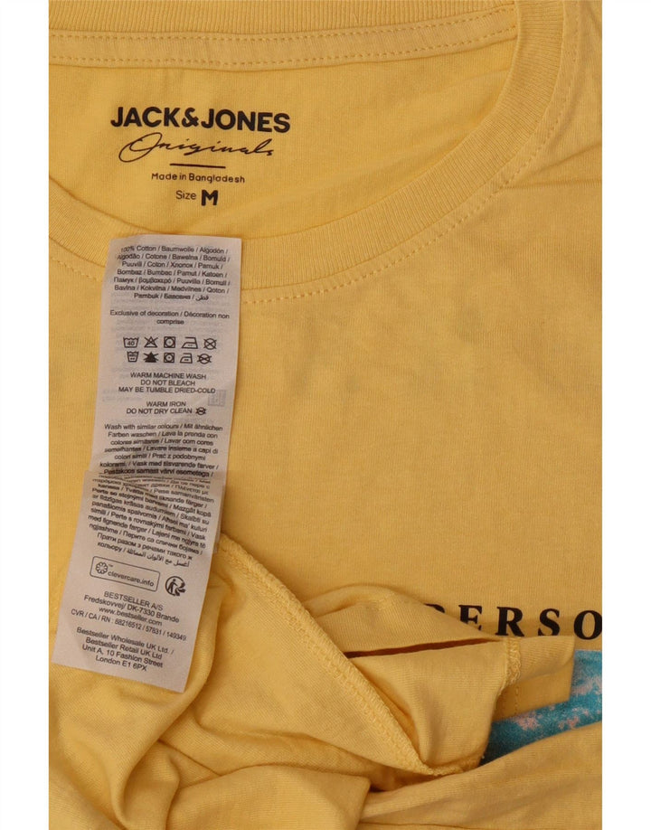 JACK & JONES Mens Graphic T-Shirt Top Medium Yellow Cotton Vintage Jack & Jones and Second-Hand Jack & Jones from Messina Hembry 