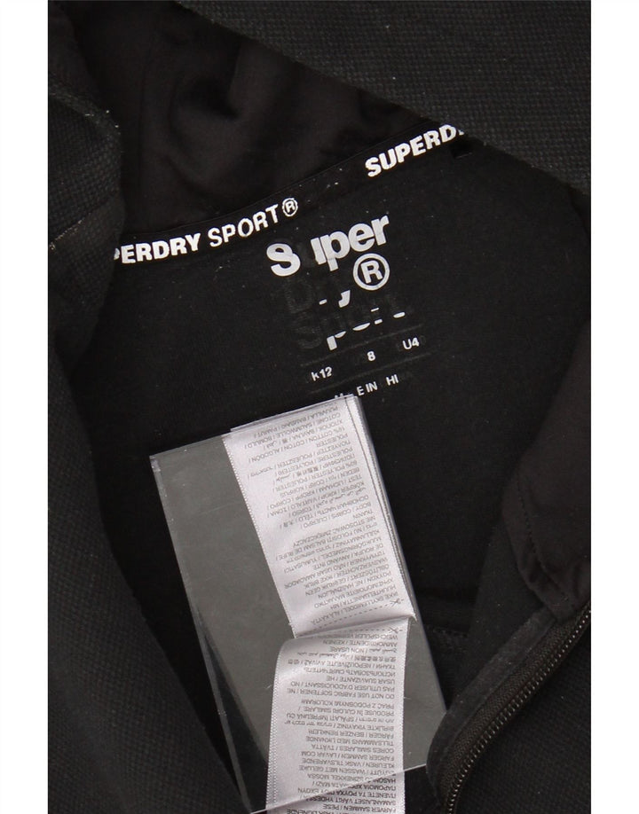 SUPERDRY Suéter con capucha y cremallera gráfica para mujer UK 40 Mediano Poliéster negro