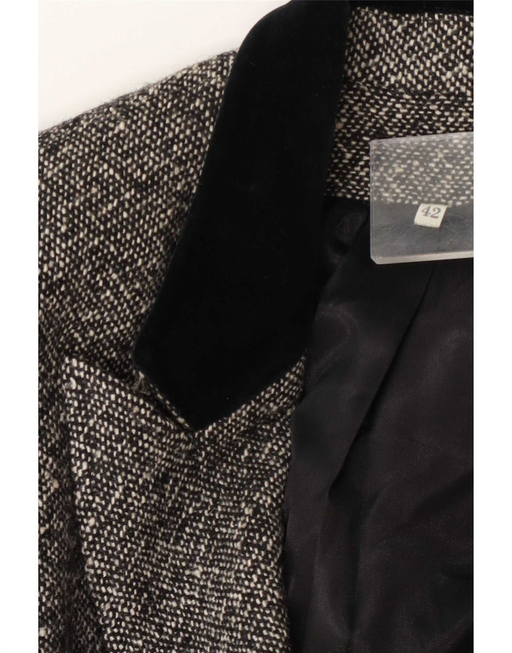 Vintage mujer 3/4 manga doble pecho chaqueta blazer IT 42 gris medio
