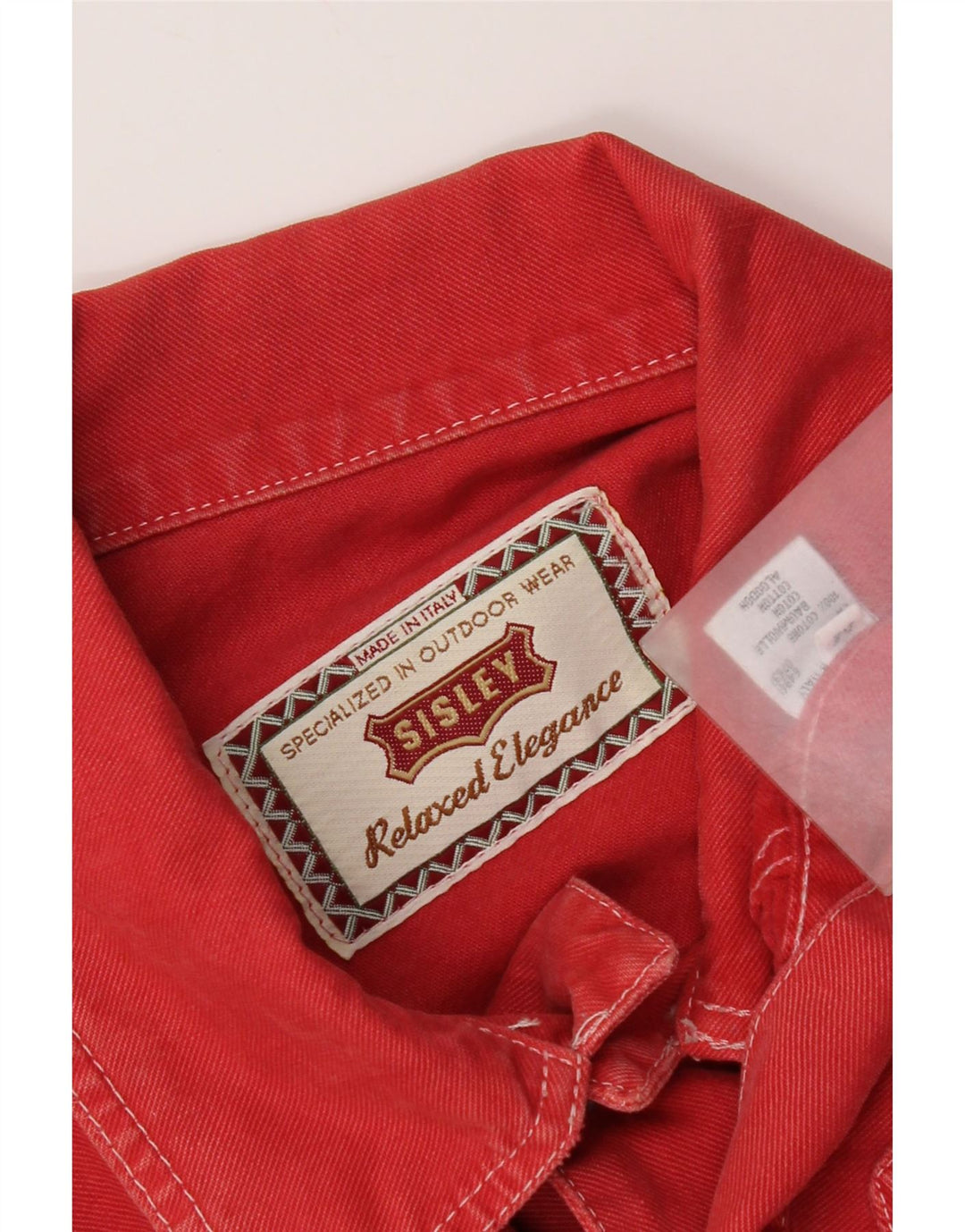 Sisley Chaqueta vaquera para hombre UK 38 Algodón rojo mediano