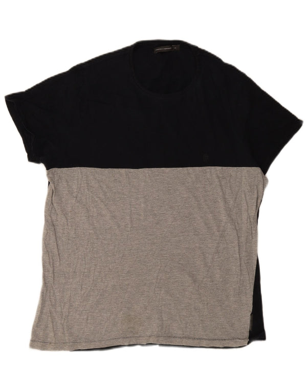 FRENCH CONNECTION Camiseta para hombre Top XL Negro Colorblock Algodón