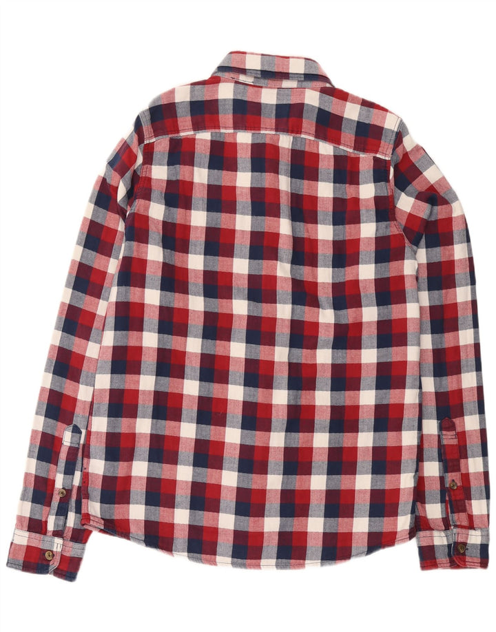 ABERCROMBIE & FITCH Camisa de franela muscular para hombre 2XL Algodón a cuadros rojos