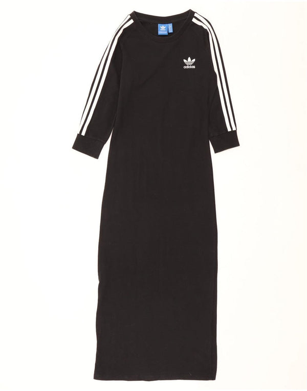 Adidas - Vestido maxi de manga larga para mujer, talla 40, algodón negro mediano