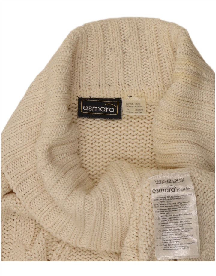 ESMARA Suéter tipo jersey con cuello vuelto para mujer UK 14 Medium Off White Cotton