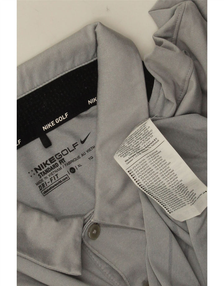 Nike Polo Dri Fit para hombre XL Poliéster a rayas grises