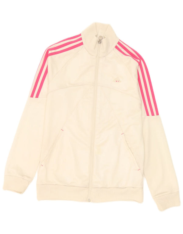 Adidas - Chaqueta de chándal gráfica para niña, 14-15 años, poliéster blanco