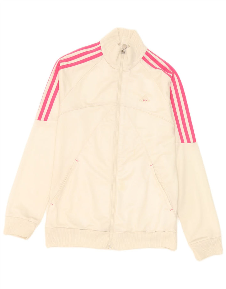 Adidas - Chaqueta de chándal gráfica para niña, 14-15 años, poliéster blanco