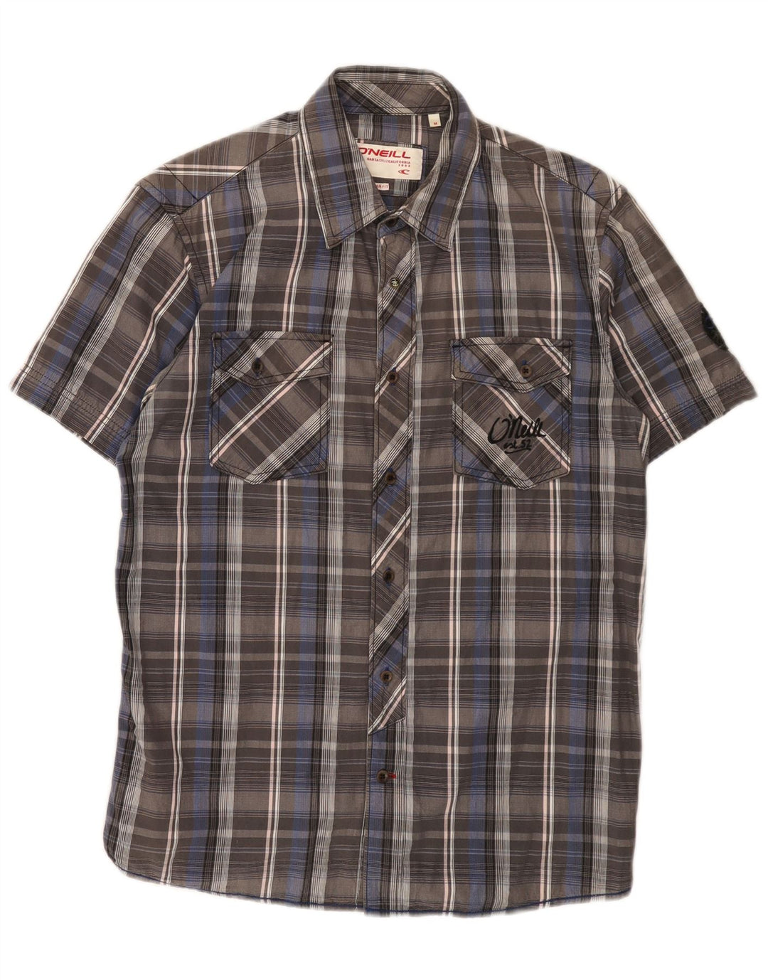 Camisa O'Neill Hombre De Manga Corta De Algodón A Cuadros Gris Medio