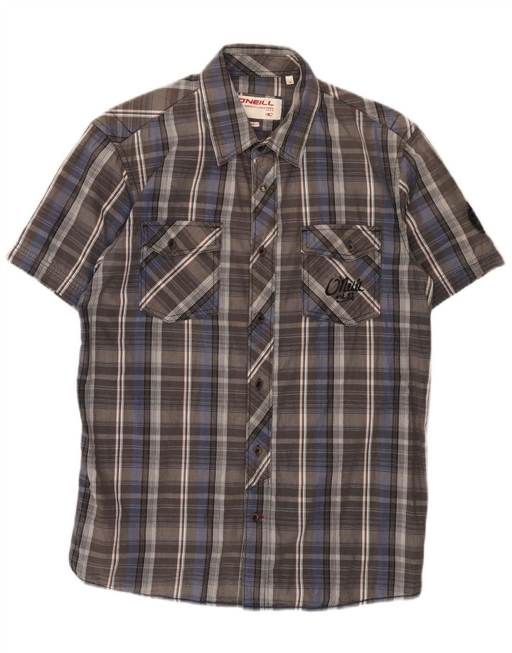 Camisa O'Neill Hombre De Manga Corta De Algodón A Cuadros Gris Medio