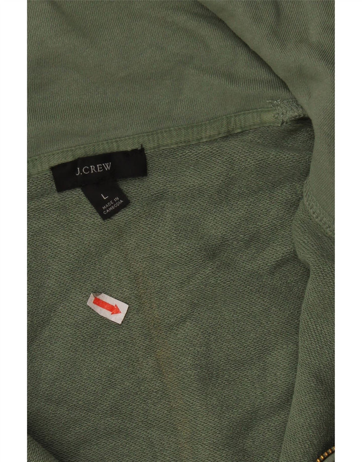 J. CREW Sudadera extragrande con cuello y cremallera para mujer, talla 40, color verde