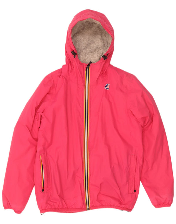 K-Way Chaqueta cortavientos Sherpa con capucha de gran tamaño para mujer UK 10 Small Pink