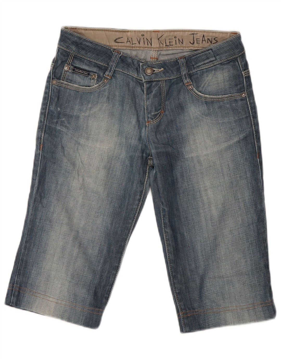 Calvin Klein Bermudas vaqueras para mujer W26 Small Blue Cotton