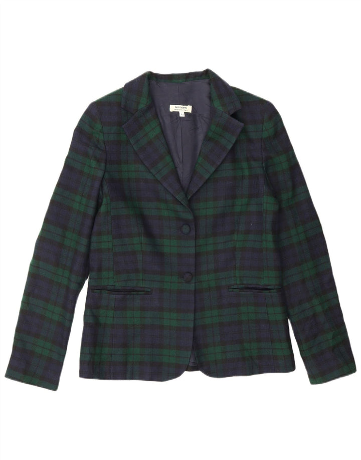 Paio Crippa Chaqueta Blazer De 2 Botones Para Mujer IT 44 Lana Nueva A Cuadros Verde Medio