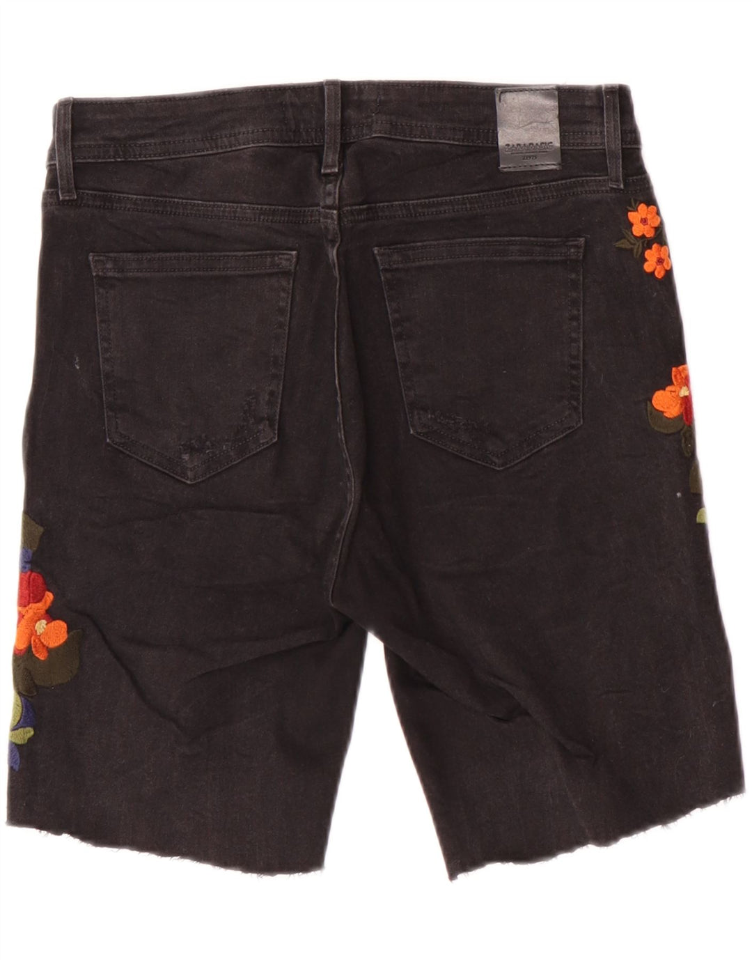 Zara Shorts De Mezclilla Gráficos Para Mujer EU 38 Small W28 Negro Floral Bohemio