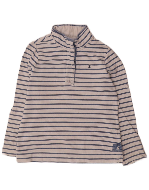 Joules - Sudadera con cuello y botones para mujer, talla 40, talla mediana, color azul a rayas