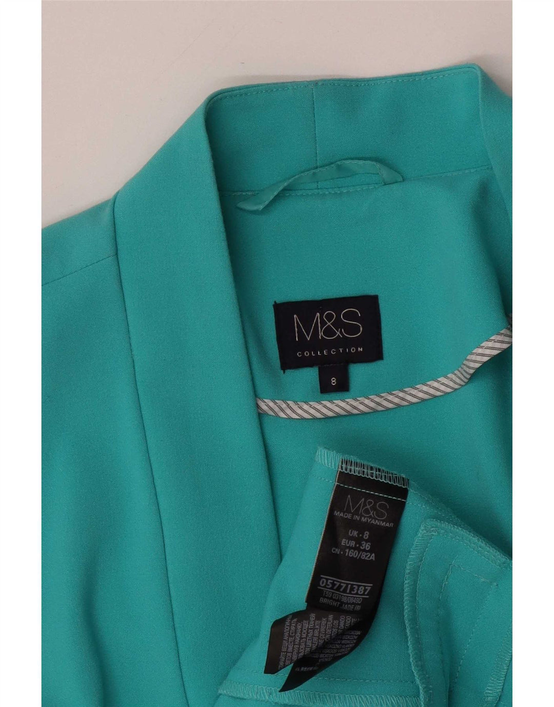 Marks & Spencer Chaqueta tipo blazer abierta para mujer UK 8 Small Turquesa Poliéster