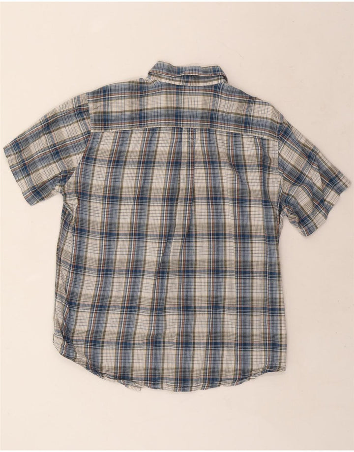 EDDIE BAUER Camisa de manga corta de corte clásico para hombre Algodón a cuadros azul grande