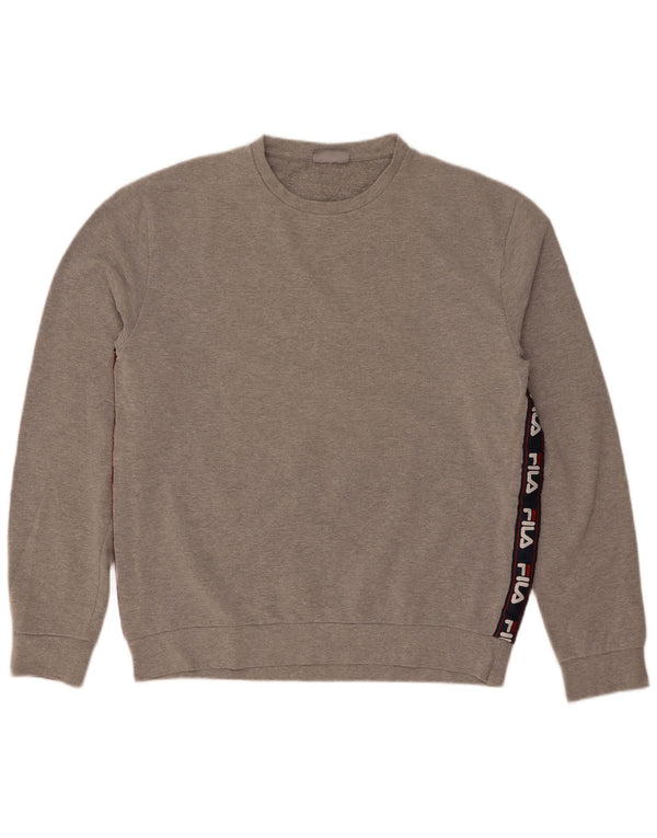 Fila Hombre Sudadera Gráfica Jersey Grande Gris Colorblock Algodón
