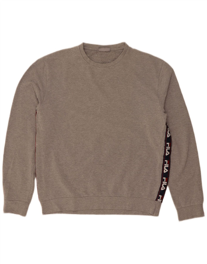 Fila Hombre Sudadera Gráfica Jersey Grande Gris Colorblock Algodón