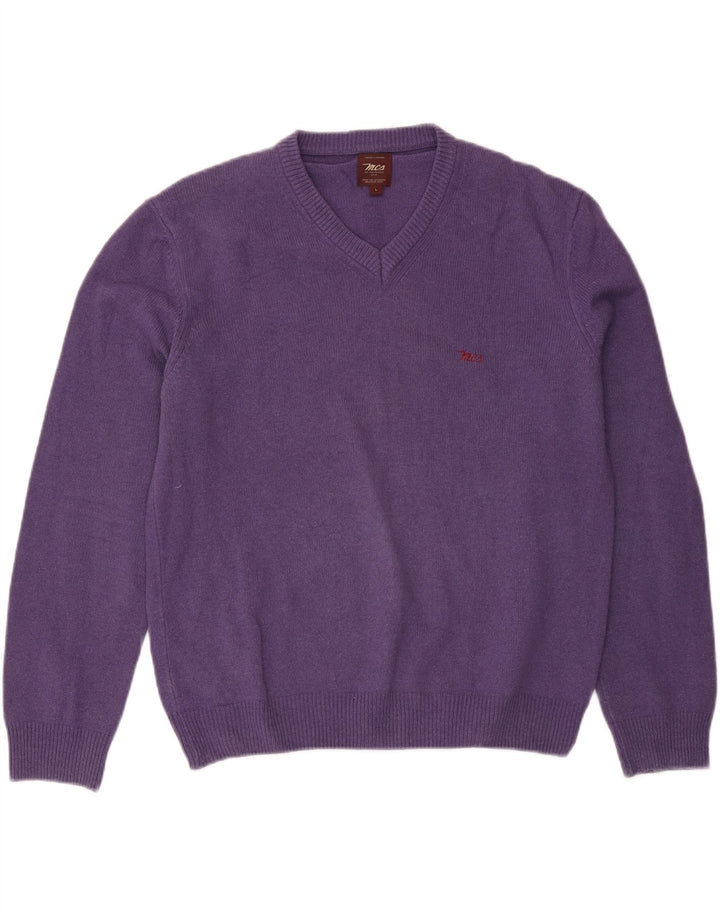 Marlboro Classics - Jersey con cuello en V para hombre, talla grande, color morado
