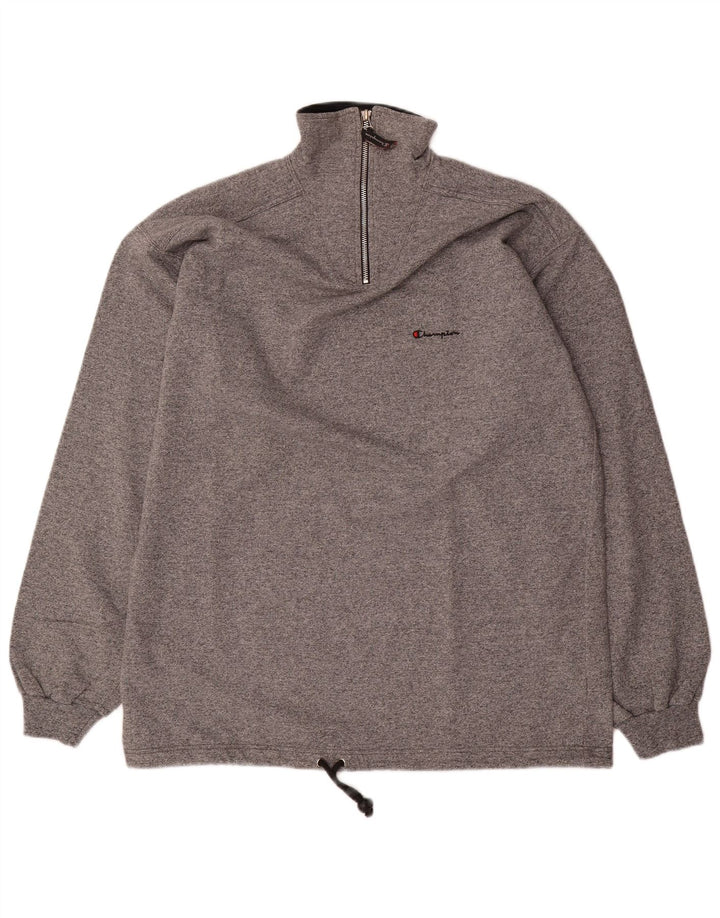 Champion Sudadera con cuello y cremallera para hombre, talla 2XL, algodón gris