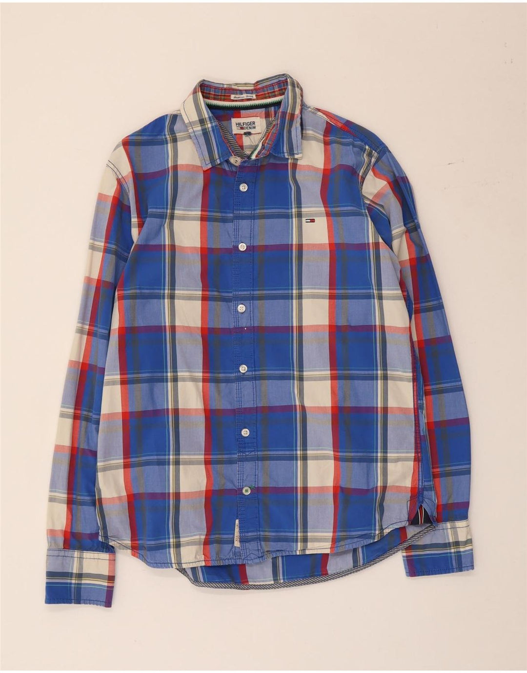 Camisa Tommy Hilfiger para hombre de algodón a cuadros azules grandes