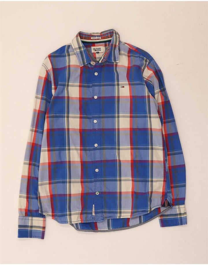 Camisa Tommy Hilfiger para hombre de algodón a cuadros azules grandes