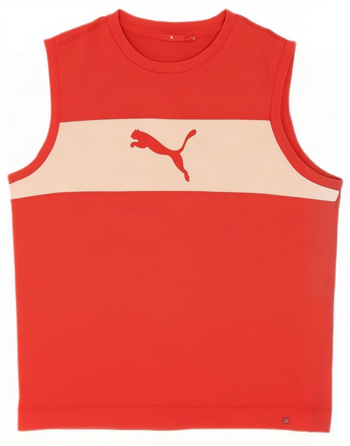 Puma Camiseta sin mangas con gráfico para hombre, talla grande, color rojo