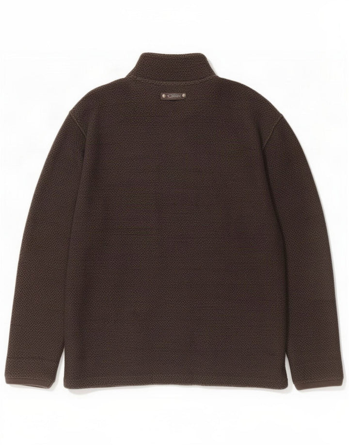 Weird Fish Suéter tipo jersey con cuello y cremallera para hombre Algodón gris grande