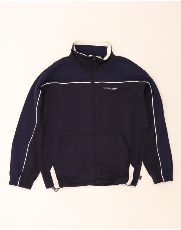 Diadora Chaqueta de chándal para hombre, talla 38, mediana, azul marino, color block