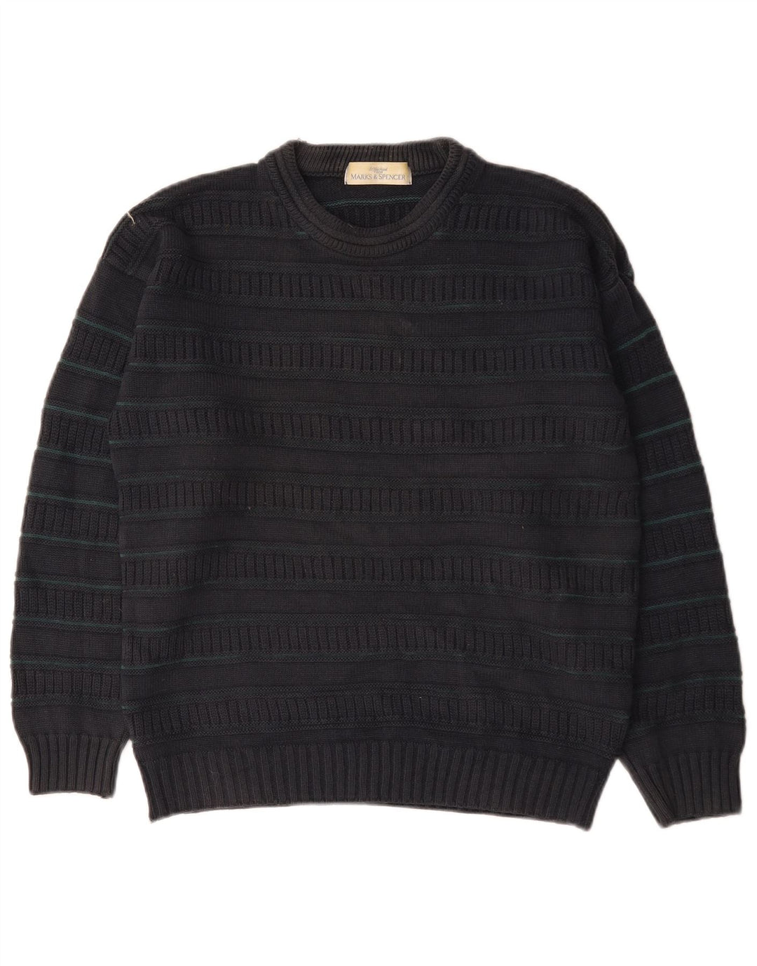 Marks & Spencer Suéter De Cuello Redondo Para Hombre Acrílico A Rayas Negro Mediano