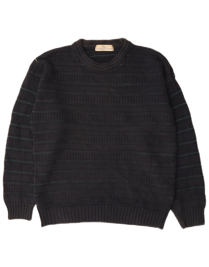 Marks & Spencer Suéter De Cuello Redondo Para Hombre Acrílico A Rayas Negro Mediano