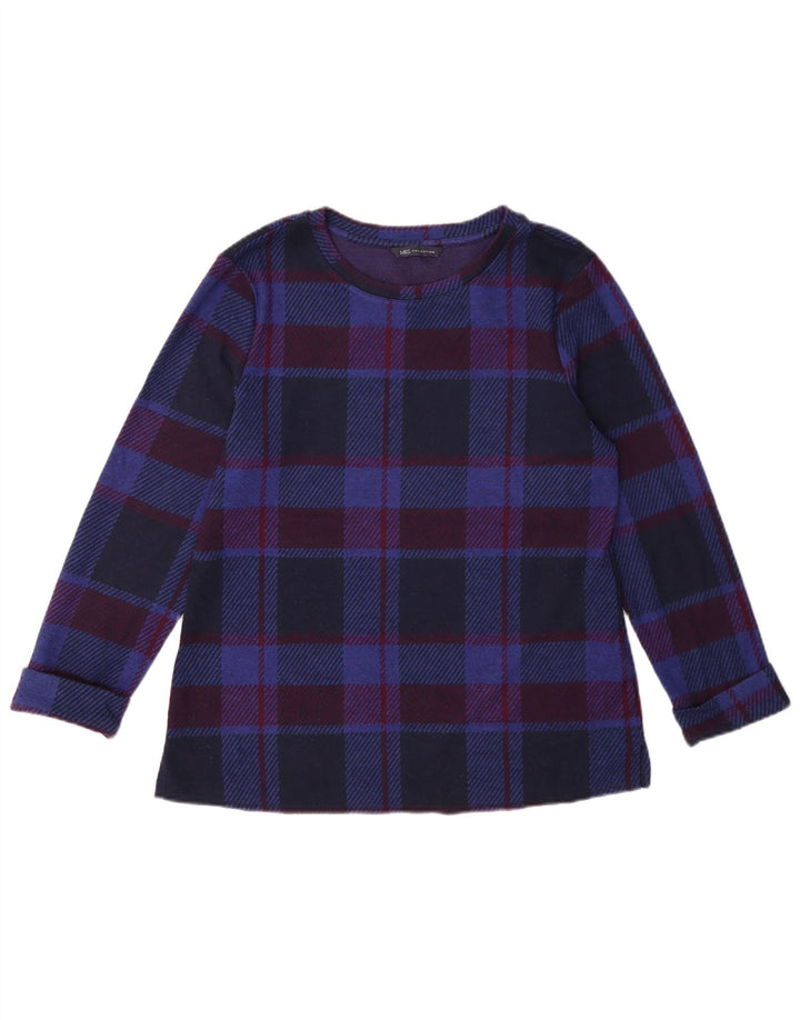 Marks & Spencer Blusa de manga larga para mujer UK 40 Medium Navy Blue Check