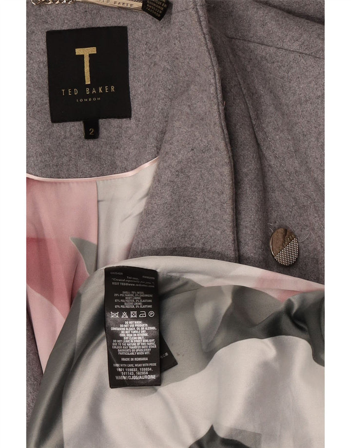 Abrigo Ted Baker Para Mujer Talla 2 Pequeña Lana Gris