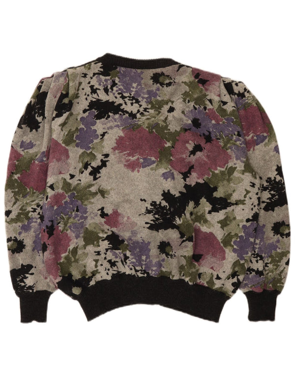 Vintage mujer Cardigan suéter IT 48 XL lana floral multicolor