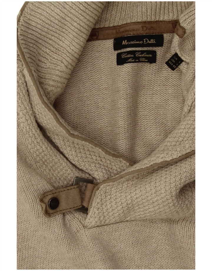 Massimo Dutti Jersey Cuello Chal Hombre Large Beige Algodón