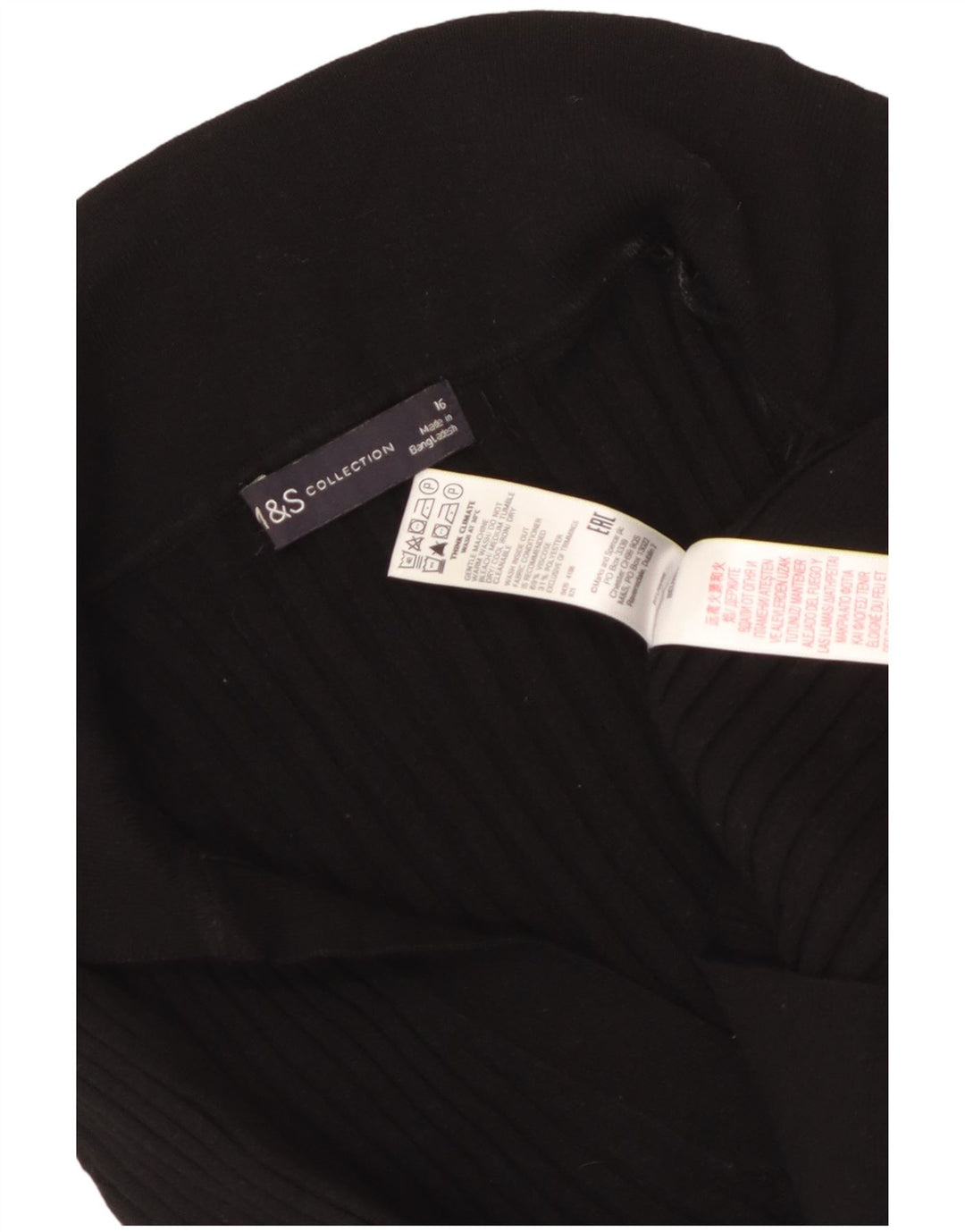 MARKS & SPENCER Suéter corto con cuello tipo polo para mujer UK 46 Grande Negro
