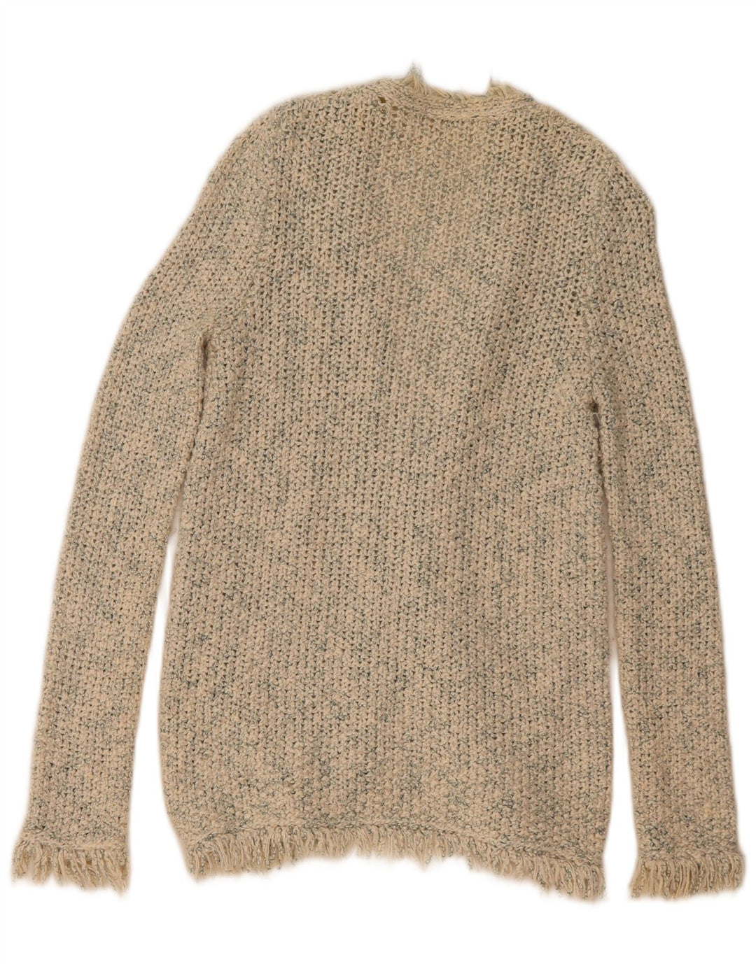 Zara Mujer Cárdigan Abierto Suéter UK 44 Medio Beige Moteado