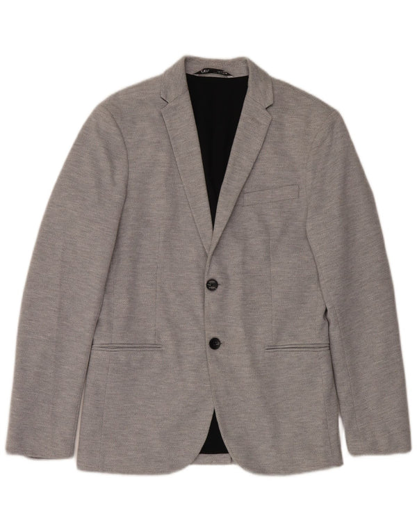 Zara Chaqueta Blazer De 2 Botones Para Hombre UK 36 Small Gris Poliéster