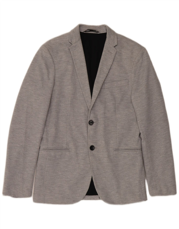 Zara Chaqueta Blazer De 2 Botones Para Hombre UK 36 Small Gris Poliéster