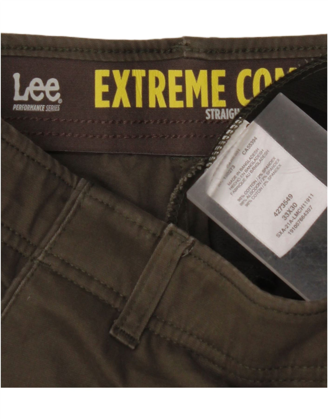 LEE Pantalones chinos rectos Extreme Comfort para hombre W33 L30 Algodón caqui