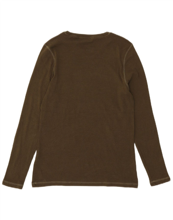 Marks & Spencer Camiseta de manga larga para mujer UK 44 Grande Algodón caqui